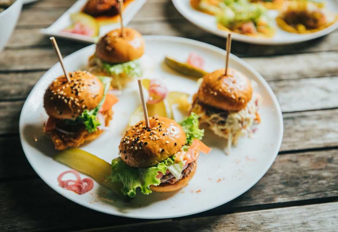 A plate of sliders