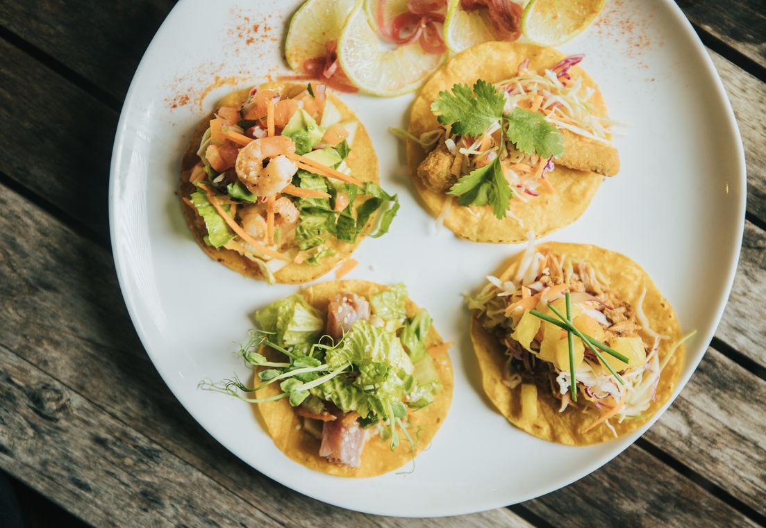 Fish tacos, overhead