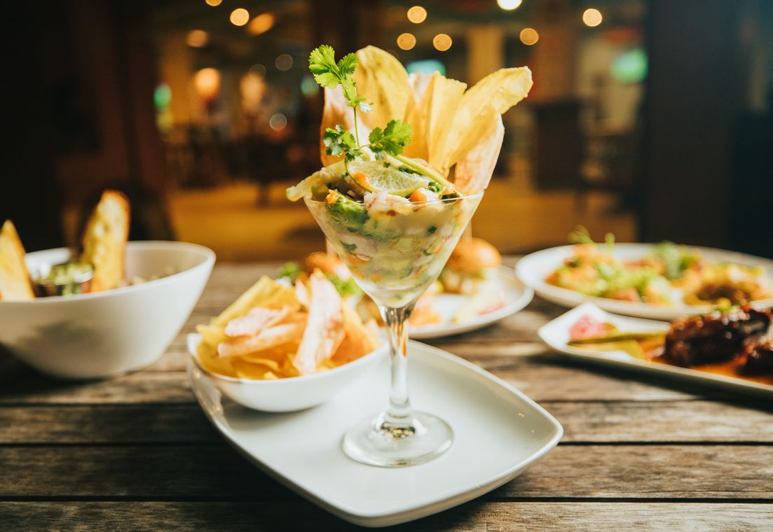 Ceviche martini with fries